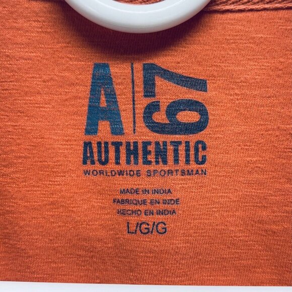 A 67 Shirt Size L Men’s Authentic Worlwide Sport Polo Orange Cotton - Picture 6 of 8